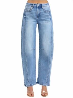 Risen Jeans - High-Rise Boyfriend Cuffed Barrel Jeans Size 0/24